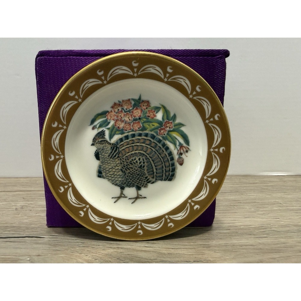 State Birds Flowers Franklin MINI Plate Pennsylvania Ruffed Grouse Mt Laurel 3"